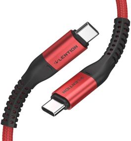 img 4 attached to Кабель LENTION USB C на USB C 3,3 фута 100 Вт, 20 В/5 А Быстрая зарядка, плетеный шнур, совместимый с MacBook Pro 2020-2016, новым iPad Pro/Mac Air/Surface, Samsung Galaxy S20/S10/S9/S8/Plus/Note и другими (красный)