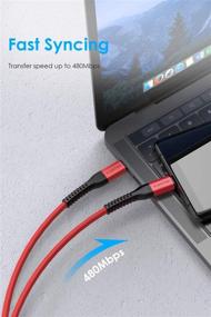 img 2 attached to Кабель LENTION USB C на USB C 3,3 фута 100 Вт, 20 В/5 А Быстрая зарядка, плетеный шнур, совместимый с MacBook Pro 2020-2016, новым iPad Pro/Mac Air/Surface, Samsung Galaxy S20/S10/S9/S8/Plus/Note и другими (красный)