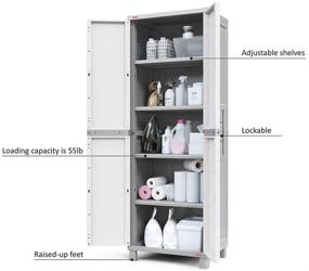 img 1 attached to 🔲 Large White and Grey Keter Tool and Home Organization Storage Cabinet with Doors and Shelves