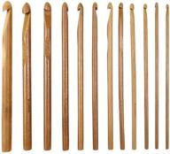 🎁 12-piece bamboo crochet hook set: handcrafted knitting needles, perfect for diy art and craft knitting gift logo