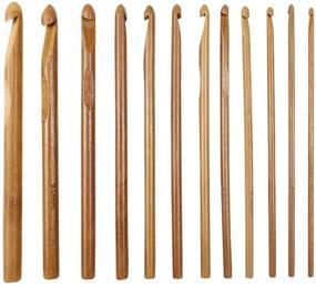 img 1 attached to 🎁 12-Piece Bamboo Crochet Hook Set: Handcrafted Knitting Needles, Perfect for DIY Art and Craft Knitting Gift