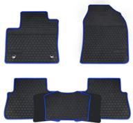 🚗 san auto car floor mats custom fit for toyota c-hr 2018-2021: black navy blue rubber liners for all-weather protection, heavy duty & odorless logo