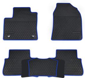 img 4 attached to 🚗 San Auto Car Floor Mats Custom Fit for Toyota C-HR 2018-2021: Black Navy Blue Rubber Liners for All-Weather Protection, Heavy Duty & Odorless