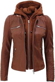 img 3 attached to 🧥 Stylish Leather Jacket Women - Authentic Lambskin Womens Jacket with Detachable Hood