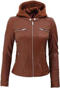 img 2 attached to 🧥 Stylish Leather Jacket Women - Authentic Lambskin Womens Jacket with Detachable Hood