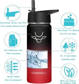 img 2 attached to 🥤 STACEGEELE Insulated Vacuum Water Bottle: Leak-Proof Stainless Steel Flask with Straw Lid for Kids - Thermos, 18oz (550ml), Ice Coke