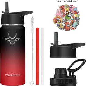 img 3 attached to 🥤 STACEGEELE Insulated Vacuum Water Bottle: Leak-Proof Stainless Steel Flask with Straw Lid for Kids - Thermos, 18oz (550ml), Ice Coke