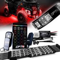 улучшите свою поездку с набором подсветки opt7 aura atv utv underglow led - rgb многоцветные неоновые полосы под днищем с умным датчиком торможения, беспроводным пультом дистанционного управления, синхронизацией музыки, защитой от воды ip67 - 10шт, 12в. логотип