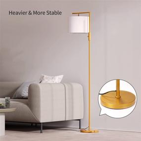 img 1 attached to 🌟 Modern Floor Lamp for Living Room, Standing Lamp with Rotary Switch, Tall Pole Floor Reading Lamp with Hanging Shade for Study Room, Office - 3Color Temperatures 9W Bulb Included (Gold)