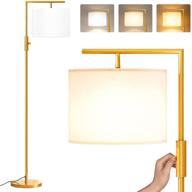 🌟 modern floor lamp for living room, standing lamp with rotary switch, tall pole floor reading lamp with hanging shade for study room, office - 3color temperatures 9w bulb included (gold) логотип