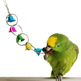 img 3 attached to 🐦 Uheng 3Pack Parrot Toy Activitoys Bells Bird Toy Colorful Chewing Hanging Cage Bite for Macaws African Greys Eclectus Cockatoo Parakeet Cockatiel Conure Lovebird, 10inch" - "Uheng 3-Pack Parrot Toy Activitoys Bells Bird Toy - Colorful Chewing Hanging Cage Bite for Macaws, African Greys, Eclectus, Cockatoo, Parakeet, Cockatiel, Conure, Lovebird - 10 inch