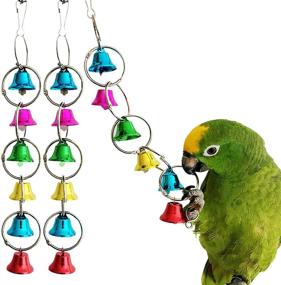 img 4 attached to 🐦 Uheng 3Pack Parrot Toy Activitoys Bells Bird Toy Colorful Chewing Hanging Cage Bite for Macaws African Greys Eclectus Cockatoo Parakeet Cockatiel Conure Lovebird, 10inch" - "Uheng 3-Pack Parrot Toy Activitoys Bells Bird Toy - Colorful Chewing Hanging Cage Bite for Macaws, African Greys, Eclectus, Cockatoo, Parakeet, Cockatiel, Conure, Lovebird - 10 inch