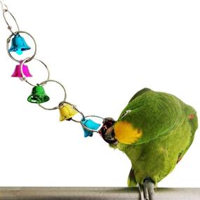 img 2 attached to 🐦 Uheng 3Pack Parrot Toy Activitoys Bells Bird Toy Colorful Chewing Hanging Cage Bite for Macaws African Greys Eclectus Cockatoo Parakeet Cockatiel Conure Lovebird, 10inch" - "Uheng 3-Pack Parrot Toy Activitoys Bells Bird Toy - Colorful Chewing Hanging Cage Bite for Macaws, African Greys, Eclectus, Cockatoo, Parakeet, Cockatiel, Conure, Lovebird - 10 inch