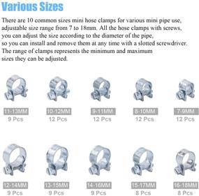 img 2 attached to 🔧 100Pcs 10 Sizes Zinc Plated Mini Fuel Injection Line Style Hose Clamp Assortment Kit for Auto, Agri, Plant & Construction Applications