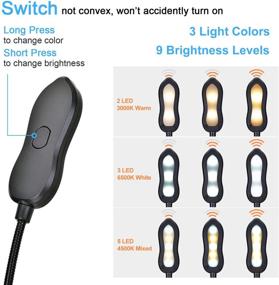 img 3 attached to Merisky Rechargeable LED Clip-on Book Light for Bed Reading - 3 Color Options & 3 Brightness Levels, Up to 60 Hours of Eye-Friendly Illumination - Ideal for Kids, Bed Headboards, and Traveling