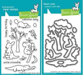 img 1 attached to 🐨 Lawn Fawn Critters Down Under Clear Stamp and Die Set - LF391 Stamp & LF684 Die - Custom Bundle