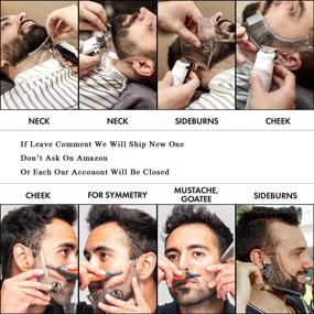 img 1 attached to Beard Shaping Tool for Men with Inbuilt Comb – Transparent Template Comb Templates for Goatee, Mustache, Sideburns, Jaw, Cheek, Neck Line – Symmetric, Curve, and Step Cut Styling