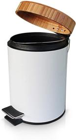 img 4 attached to 🗑️ VORZAVARRI 3L/0.8 Gallon Metal Trash Can with Bamboo Lid and Foot Pedal - Ideal for Bathroom, Kitchen, Home Office