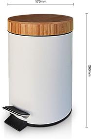 img 1 attached to 🗑️ VORZAVARRI 3L/0.8 Gallon Metal Trash Can with Bamboo Lid and Foot Pedal - Ideal for Bathroom, Kitchen, Home Office