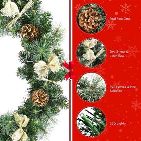 img 1 attached to 🎄 Goplus 30” Pre-lit Christmas Wreath with 50 LED Lights - Battery Operated Artificial Pine Wreath for Holiday Decor