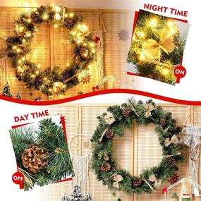 img 3 attached to 🎄 Goplus 30” Pre-lit Christmas Wreath with 50 LED Lights - Battery Operated Artificial Pine Wreath for Holiday Decor