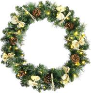 🎄 goplus 30” pre-lit christmas wreath with 50 led lights - battery operated artificial pine wreath for holiday decor логотип