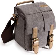 versatile & stylish s-zone water resistant camera messenger bag with canvas & leather trim logo