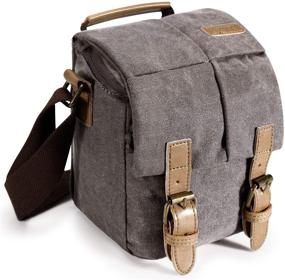 img 4 attached to Versatile & Stylish S-ZONE Water Resistant Camera Messenger Bag with Canvas & Leather Trim