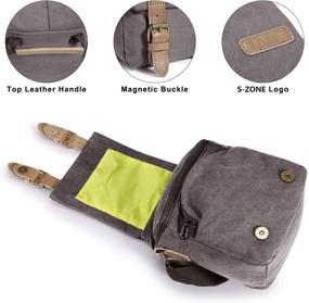 img 2 attached to Versatile & Stylish S-ZONE Water Resistant Camera Messenger Bag with Canvas & Leather Trim