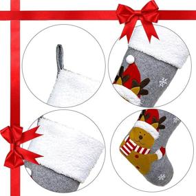 img 2 attached to 🧦 Christmas Stocking Set: 18" Large Xmas Stockings Decorations for Family Holiday Décor - Santa, Snowman, Reindeer Characters