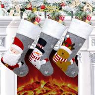 🧦 christmas stocking set: 18" large xmas stockings decorations for family holiday décor - santa, snowman, reindeer characters логотип