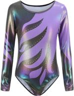 sparkling flame long sleeve gymnastic leotard: shiny beads athletic dance bodysuit for girls логотип