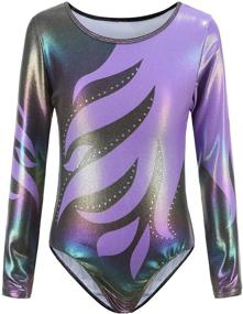 img 4 attached to Sparkling Flame Long Sleeve Gymnastic Leotard: Shiny Beads Athletic Dance Bodysuit for Girls