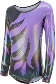 img 3 attached to Sparkling Flame Long Sleeve Gymnastic Leotard: Shiny Beads Athletic Dance Bodysuit for Girls