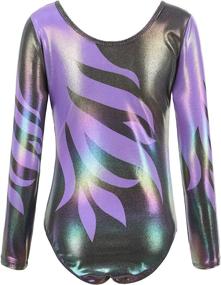 img 2 attached to Sparkling Flame Long Sleeve Gymnastic Leotard: Shiny Beads Athletic Dance Bodysuit for Girls