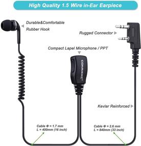 img 2 attached to 📞 COMMIXC (2 Pack) Walkie Talkie Headset: In-Ear 2-Pin Earpiece with PTT Mic for Kenwood Bao Feng Two-Way Radios