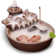 handmade ceramic fish pond backflow incense burner - 🐠 home decor porcelain holder with 20 pcs incense cones included логотип