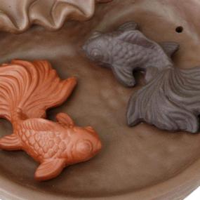 img 1 attached to Handmade Ceramic Fish Pond Backflow Incense Burner - 🐠 Home Decor Porcelain Holder with 20 pcs Incense Cones Included