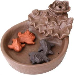 img 3 attached to Handmade Ceramic Fish Pond Backflow Incense Burner - 🐠 Home Decor Porcelain Holder with 20 pcs Incense Cones Included