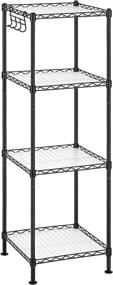 img 4 attached to 📦 Efficient and Stylish Bathroom Storage Solution: SONGMICS 4-Tier Wire Shelving Unit with Removable Hooks, 176 lb Load Capacity, 11.8 x 11.8 x 40.2 Inches, Black ULGR104B01