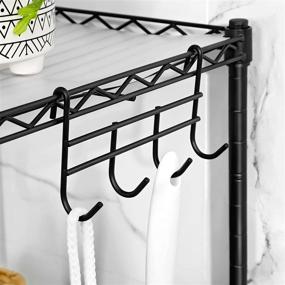 img 2 attached to 📦 Efficient and Stylish Bathroom Storage Solution: SONGMICS 4-Tier Wire Shelving Unit with Removable Hooks, 176 lb Load Capacity, 11.8 x 11.8 x 40.2 Inches, Black ULGR104B01