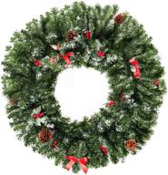 mrniu flocked christmas garland: pre-lit, 🎄 6ft, battery powered, waterproof, timer, indoor/outdoor decorations логотип