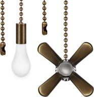 bronze metal fan & light bulb pull chain set with connector, including 1 length extension beaded pull chain - packed in box логотип