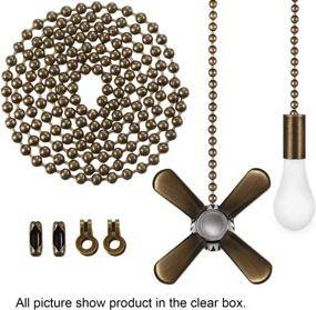 img 2 attached to Bronze Metal Fan & Light Bulb Pull Chain Set with Connector, Including 1 Length Extension Beaded Pull Chain - Packed in Box