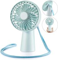 portable mini handheld fan with usb rechargeable 2000mah battery - cooling electric fan with 3 speeds for kids, women, office, outdoor, household, and traveling - blue logo
