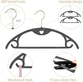 img 3 attached to 👕 Premium Velvet Clothes Hangers: 50 Pack with No Shoulder Bumps, Gold Swivel Hook, Ultra Thin Space Saving Design - Ideal for Coats, Sweaters, Jackets, Shirts, Pants, Dresses (Gray)