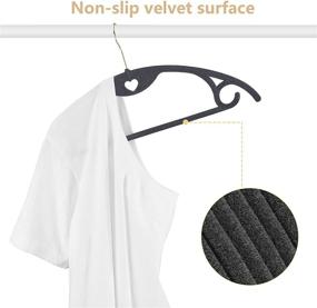 img 2 attached to 👕 Premium Velvet Clothes Hangers: 50 Pack with No Shoulder Bumps, Gold Swivel Hook, Ultra Thin Space Saving Design - Ideal for Coats, Sweaters, Jackets, Shirts, Pants, Dresses (Gray)