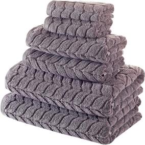 img 4 attached to 🛀 Turkish Cotton Luxury Spa Hotel Towels, Soft and Quick Drying Thick Plush Bathroom Towels, Bagno Milano, Made in Turkey (Grey Towel Set)
