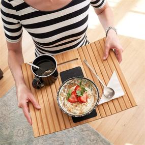 img 1 attached to 🛋️ Natural Sofa Armrest Tray Table with Cell Phone Holder