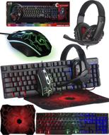 🎮 gaming keyboard mouse pad headset bundle - wired led rgb backlight for pc gamers xbox ps4 - 4 in 1 edition hornet rx-250 logo